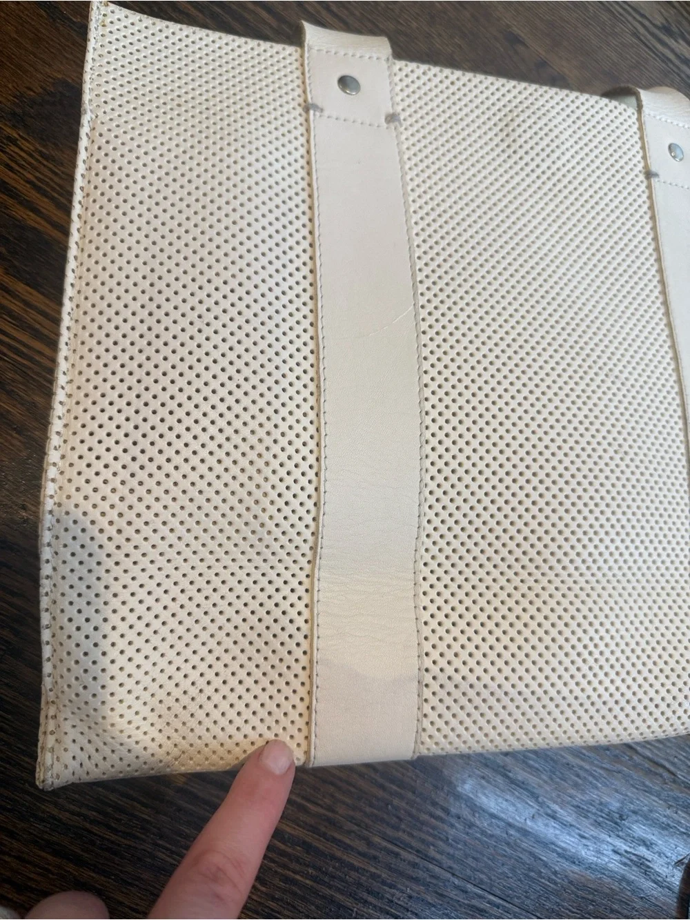 Cream Perforated Tote Bag - Unbranded